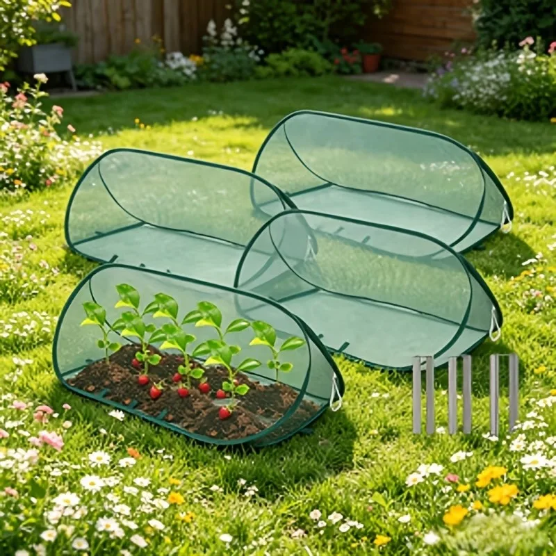 Pop-Up Mesh Plant Cover Set - Premium Garden Protection Kit,Fine Mesh Bird & Insect Barrier Netting for Vegetables,Fruits Flower