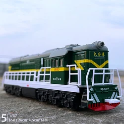 1/87 Scale Alloy Dongfeng Train Retro Simulation Steam Engine Green Leather Locomotive Model Collection Children's Toys Gifts