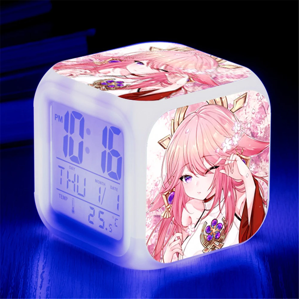 Anime Genshin Impact Klee Alarm Clocks Tartaglia Keqing Ganyu Wendi Xiao Hu Tao Yae Miko Kamisato Ayato Beelzebul Clock Toy Doll
