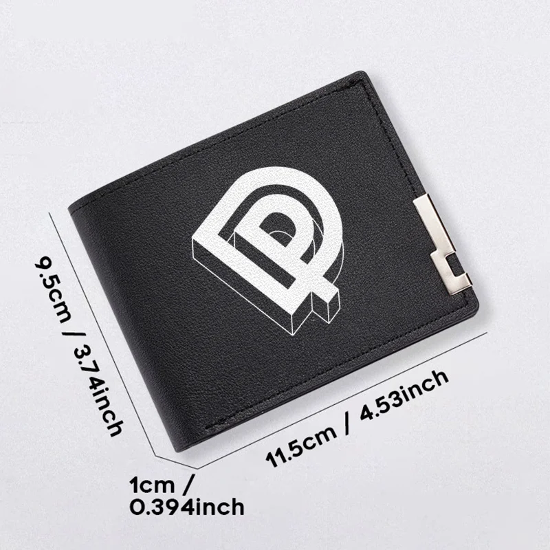 Portafoglio in PU minimalista con logo DP Portafoglio da uomo sottile Business Fashion Design compatto Durevole Leggero Uso quotidiano Finitura premium