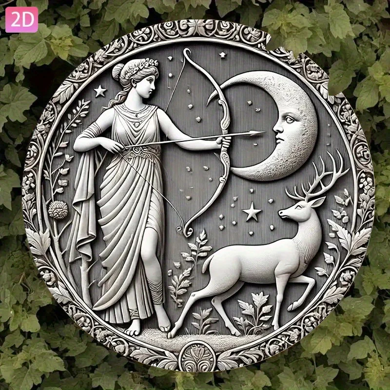 Aluminum Wall Art Vintage Moon Goddess Arrow Sign for Home Bar Outdoor Decor