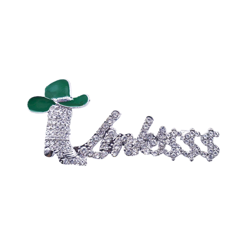 Bling Crystal Green Cowboys Boot Social Organization 1946 Links Brooch Jewelry Custom