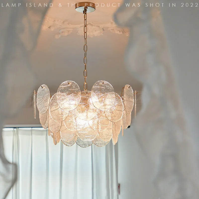

Italian style antique glass chandelier, Nordic French modern simple light luxury designer bedroom living room lamp