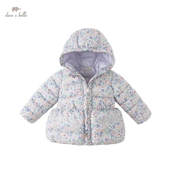 Dave Bella Fashion Baby Girl Winter Clothes Jacket Warm Floral Coat Baby Outwear Hood Outerwear for 2-7Y DB4224534