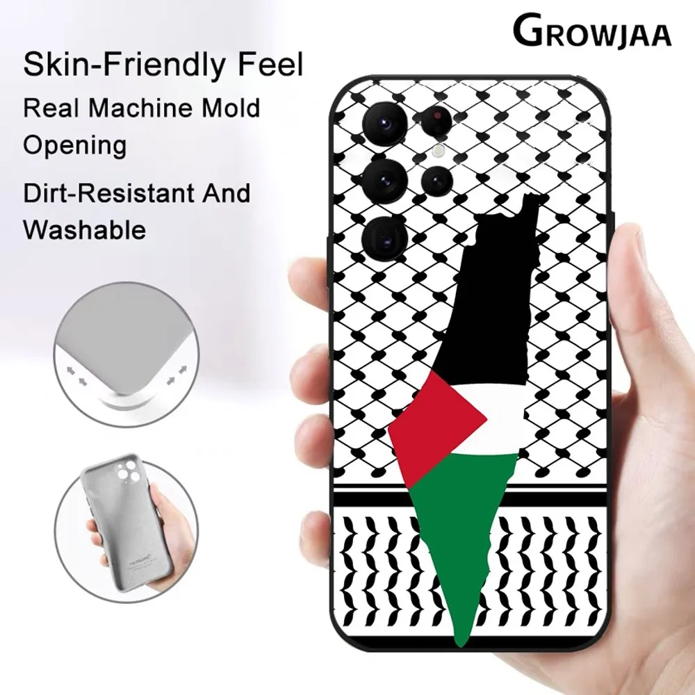 Palestine Flag Map Passport Phone Case for Samsung Galaxy S24 Ultra S22 S23 Ultra S21 S20 Protective Silicone Funda Anti Drop