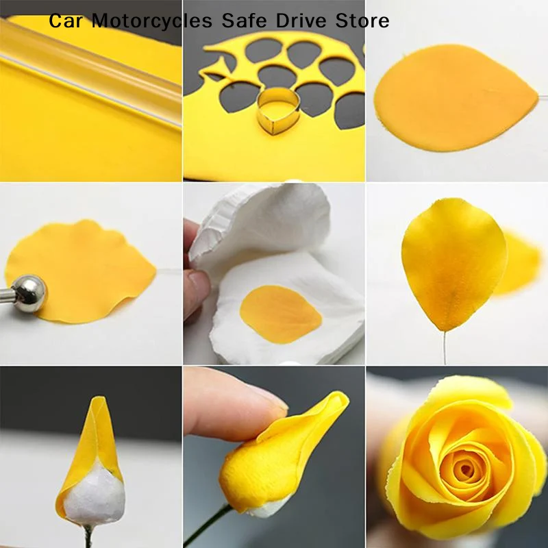 【M】5/7Pcs Peony Petal Veiner Silicone Mold Stainless Steel Cutter Mould Handmade DIY Fondant Flower Molds Cake Decorating Tool