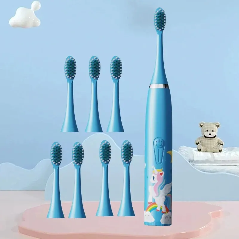 C6-Children\'s Electric Toothbrush Colorful Cartoon Animal Series Children\'s Soft-Bristled Cleaning Brush (Battery Not Included)