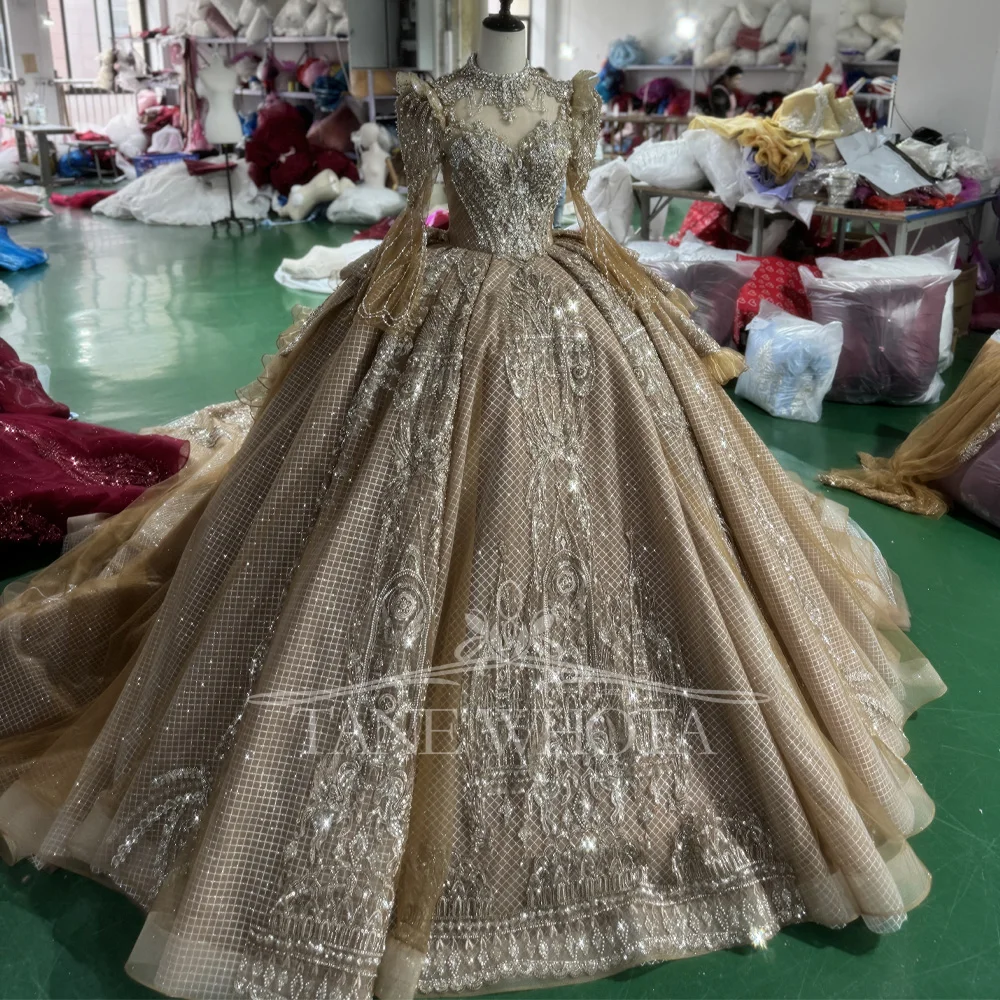 

Настраиваемое платье для выпускного вечера с высокими расклешенными рукавами, 2021, вечернее платье со шнуровкой сзади и кристаллами и блестками, вышивкой для женщин