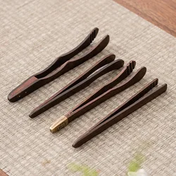 Chinese Ebony Solid Wood Tea Clip Pure Copper Tea Clip Vintage Cup Holder Tea Clip for Washing Cups Tea Ceremony Accessories
