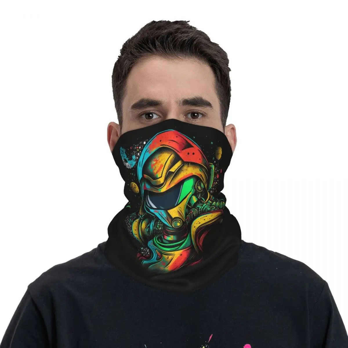 Metroid Samus Aran Metroid Graffiti Stylizowany wzór Bandana na szyję Szalik z nadrukiem Ciepły szalik rowerowy do biegania unisex