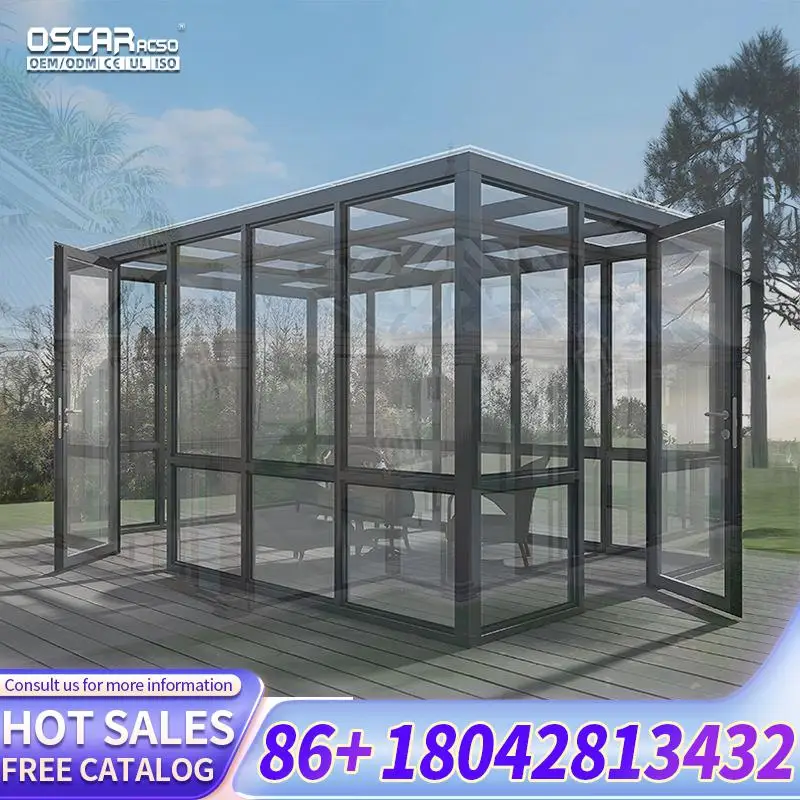 20X40 Aluminum PC Sheets Retractable Waterproof Windproof Pool Enclosure for Swimming Outdoor and Backyard Use sunroom