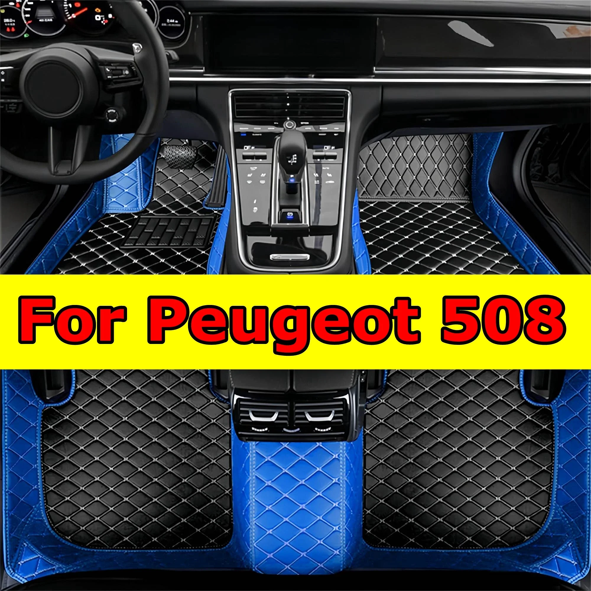 

Thickening Car Floor Mats for Peugeot 508 2018 2019 2020 Non-Slip All Luxury Leather Weather Waterproof Floor Liners 3D Full Co