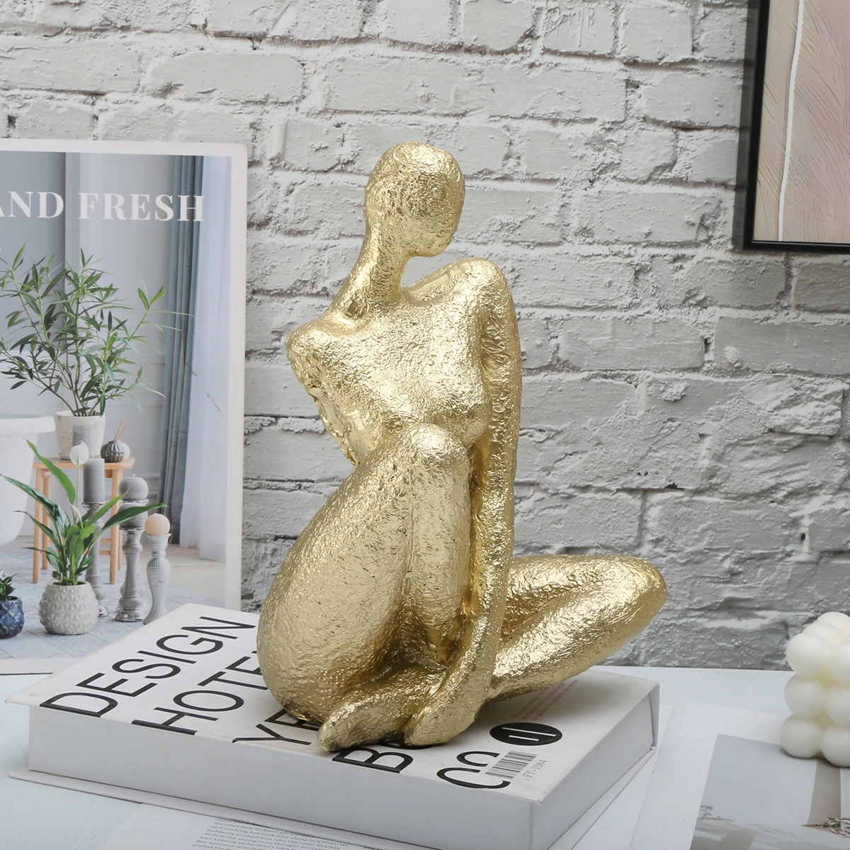 Abstrakte Körperskulptur-Kunst - Goldene Göttin Statue, Kreatives Wohndekor Geschenk – Detail 4