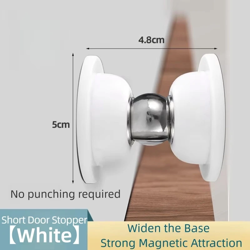 Ultra‑Slim Magnetic Door Stop Punch‑Free Self‑Adhesive Strong Magnet Quiet Shock Absorption Durable Door Stopper for Home Indoor