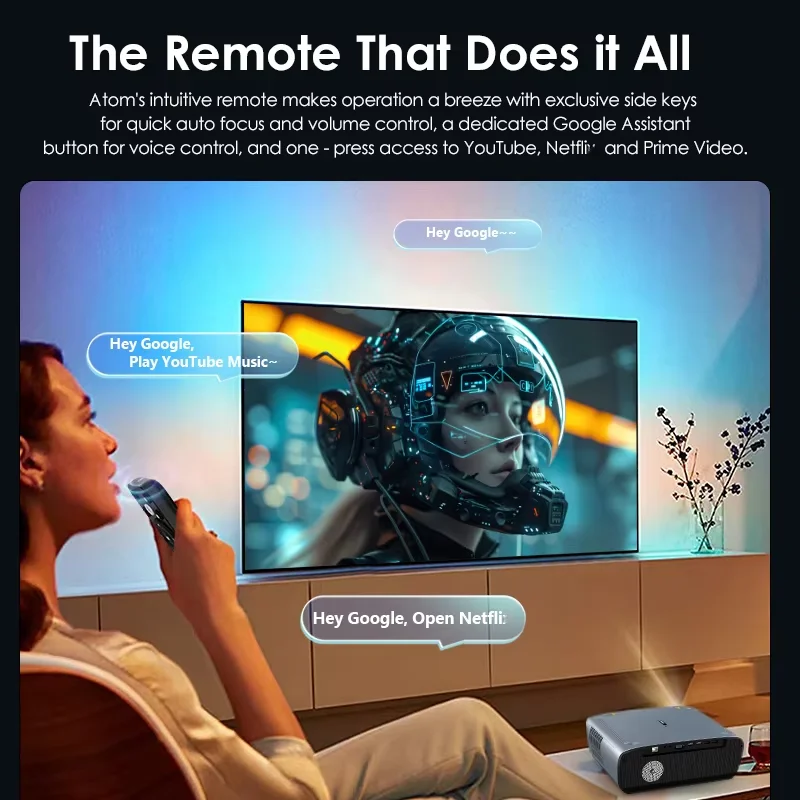 [مرخص رسميًا من Netflix] أجهزة عرض فائقة الدقة بدقة 4 قيراط لأفلام المسرح المنزلي وتركيز تلقائي وجهاز عرض Keystone 1480 ANSI