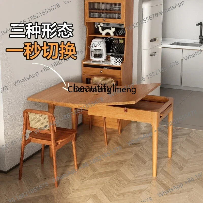zS173Household small apartment 2024 new solid wood dining table and chairs simple cherry small folding dining table