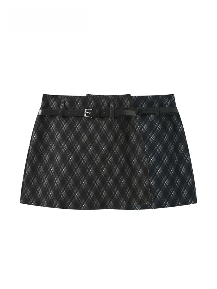 

plus Size Plaid A-Line Skirt for Women Casual Autumn Faion Slimming Versatile ort Skirts Polyester Fabric