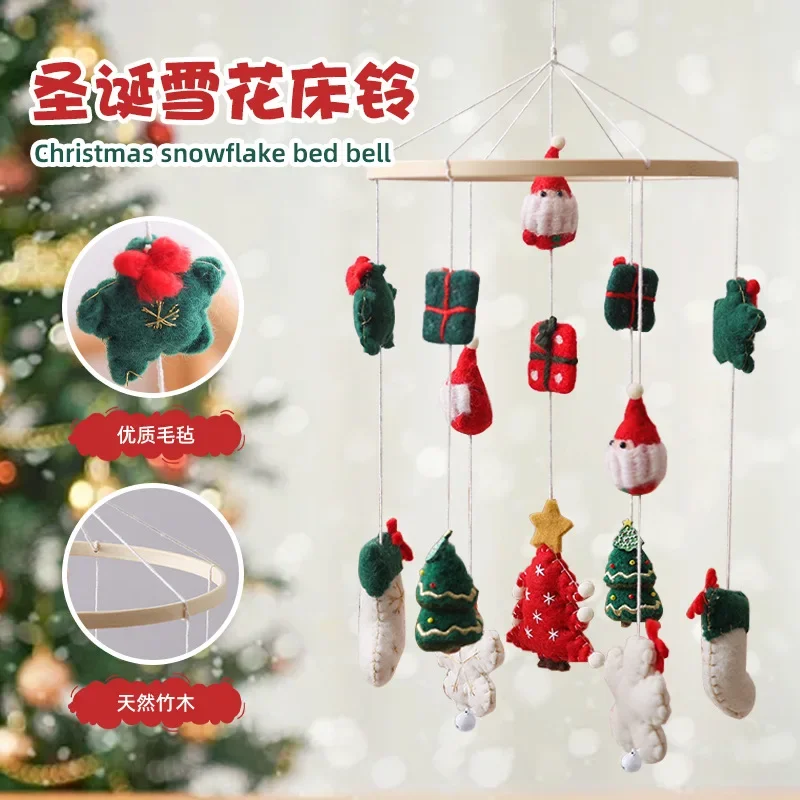 Móvel pendurado caixa de música recém-nascido cama sino pendurado suporte brinquedo natal chocalhos do bebê berço de madeira móvel cama do bebê sino chocalho brinquedo