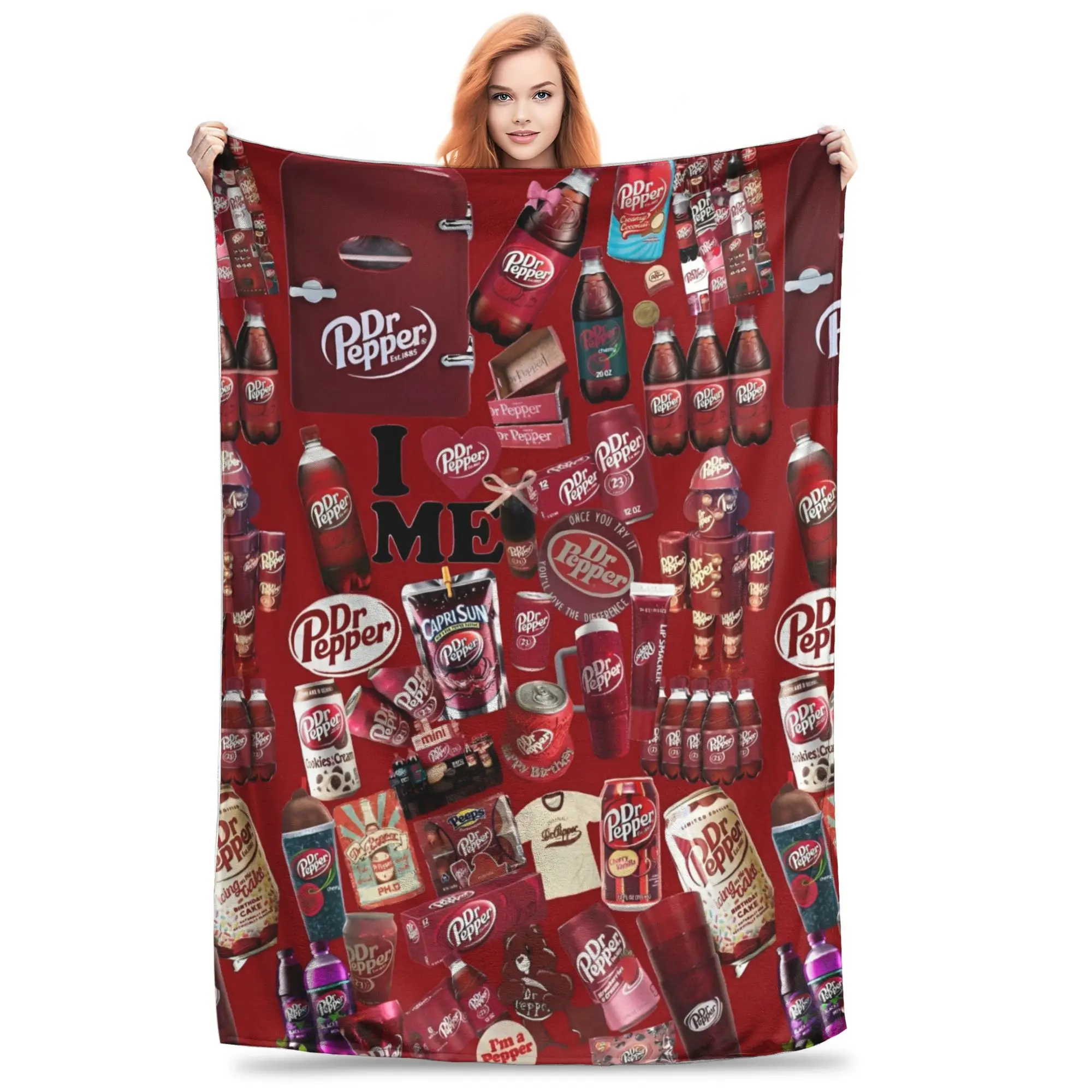 

Dr Pepper Blanket Fleece Novelty Warm Throw Blankets for Home Restaurant Autumn/Winter