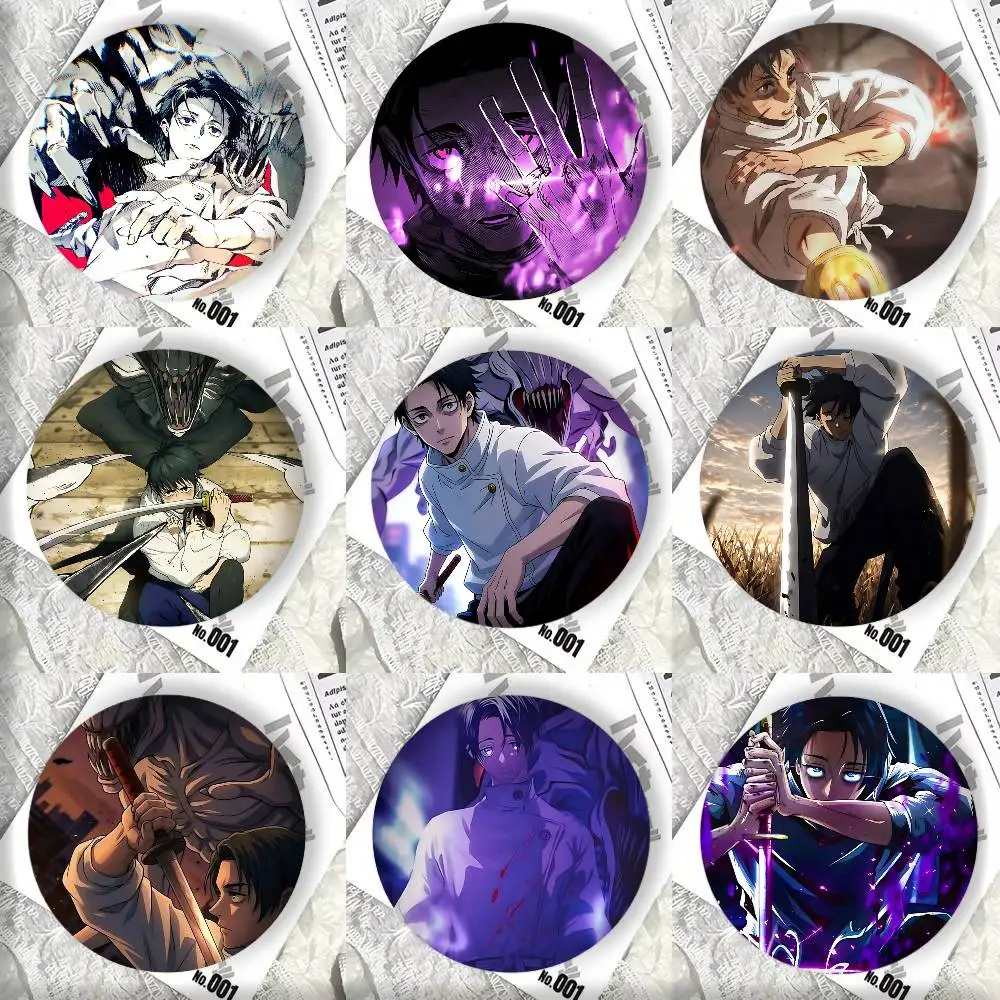 Yuta Okkotsu Anime J-Jujutsu K-Kaisen Badge Tinplate Round Laser Brooch Clothes Backpack Accessories Lapel