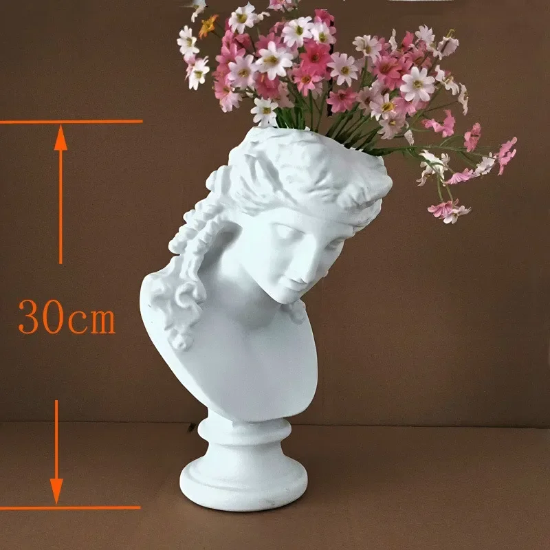 Nordic Style Creative Portrait Vase Human Head Decorative Ornaments Resin Venus Vase Home Decoration Accessories No Flowers