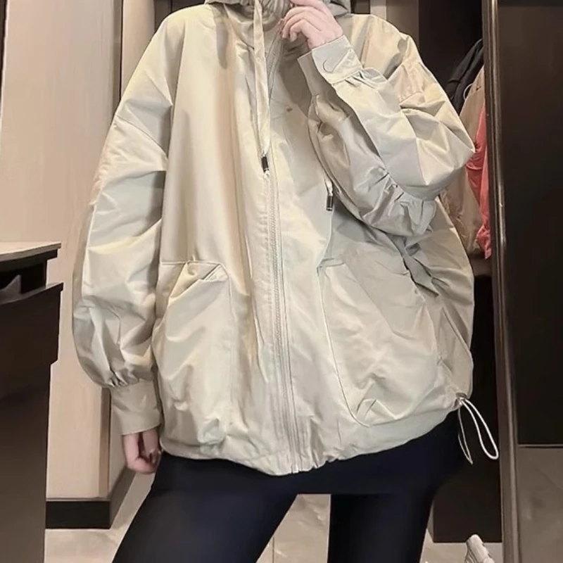 

Loose Fit Hooded Jaet Men's Women's Autumn Winter Heavy Du 300 Pou Casual Faionable Couple's Windbreaker Coat