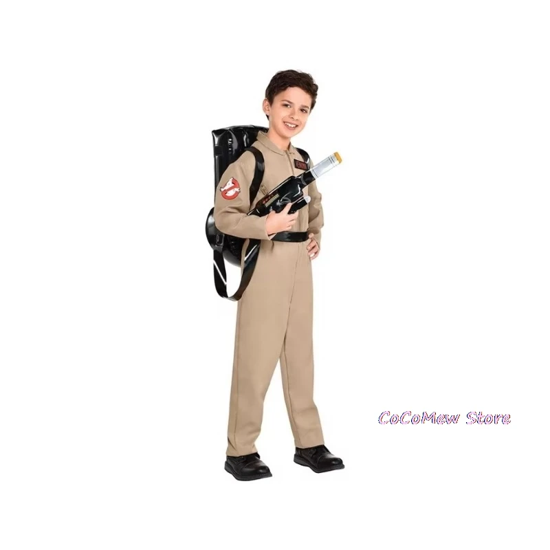 Disfraces de Halloween para niños, disfraz temático de padre, cazafantasmas, uniforme de Halloween, mono con bolsa, Ideal para adultos y niños