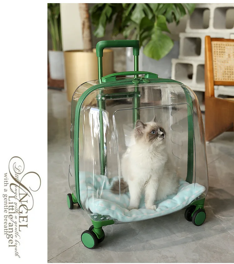 Cat Out Pet Trolley Trolley Trolley Box Portable Transparent Breathable Walking Cat Pink Bag Large Trolley Box