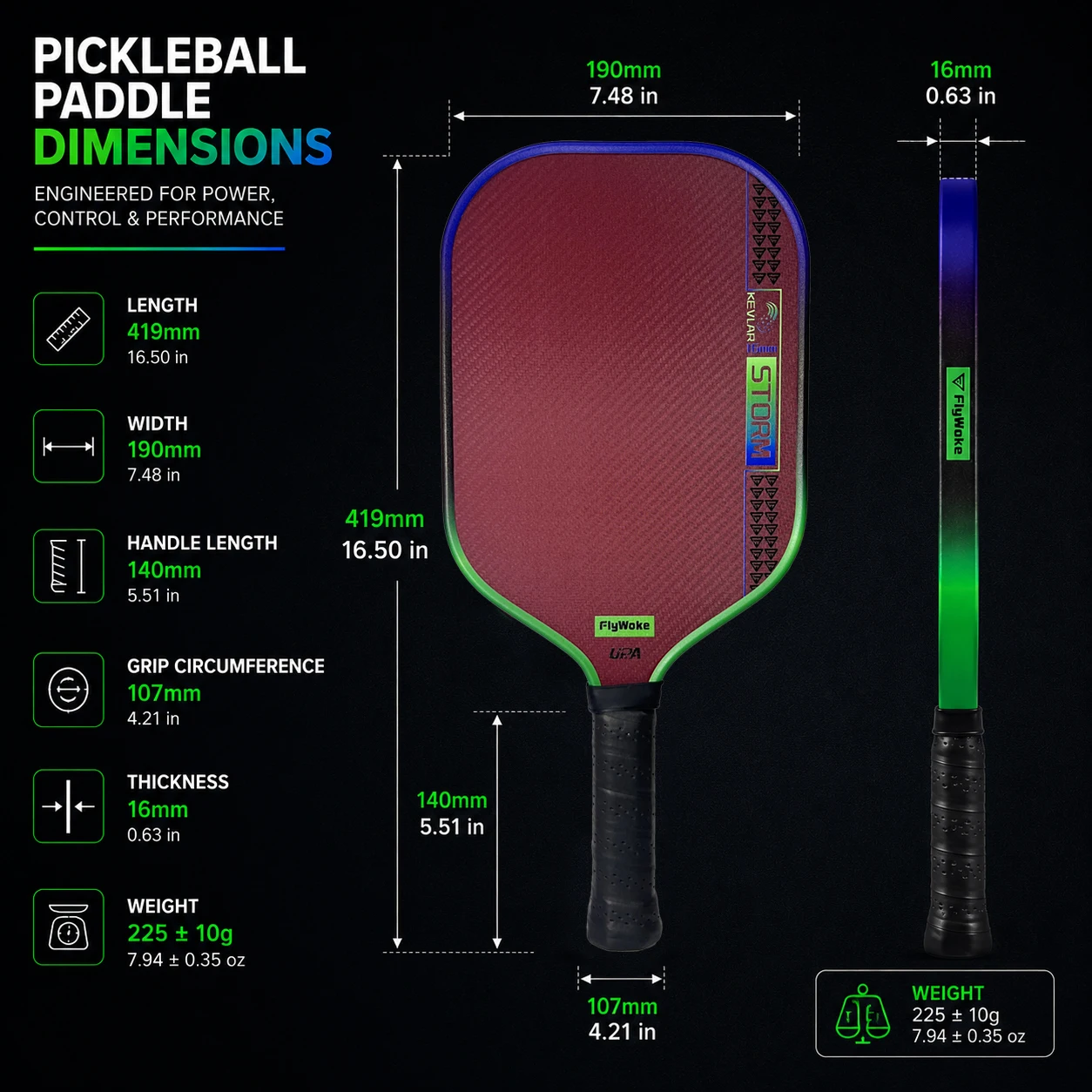 FlyWoke G-4.0 Heat Press Pickleball-Schläger mit EVA-Energierring, TPE-Elastikmodul, Kevlar-Material, hoher Elastizität und hoher Reibung – Detail 3