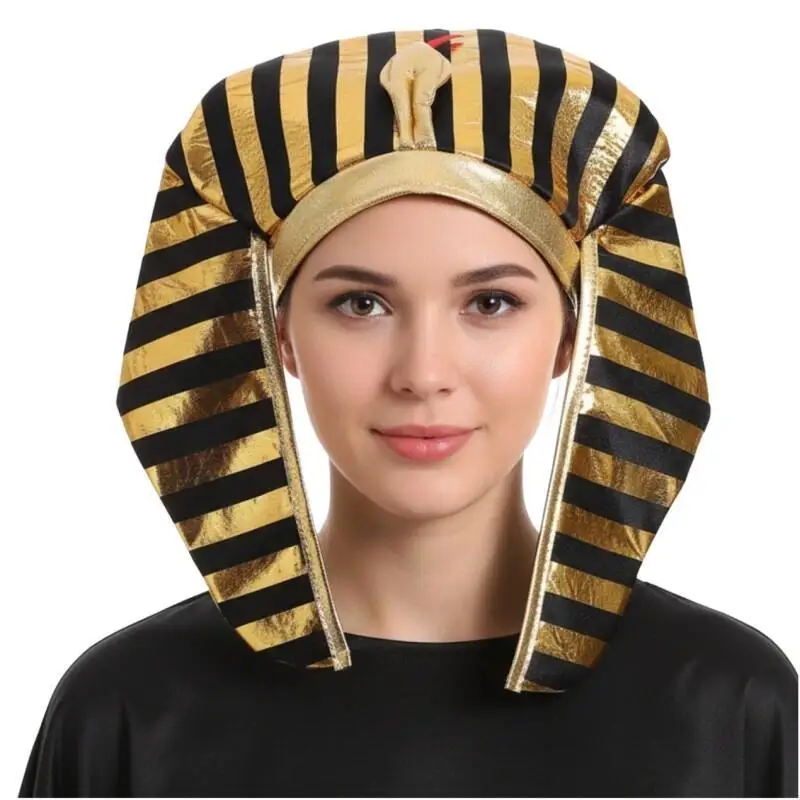 레트로 이집트 파라오 블랙 골든 스네이크 헤드 모자 창의적인 파티 헤드피스 할로윈 부활절 코스프레 공연 소품에 적합