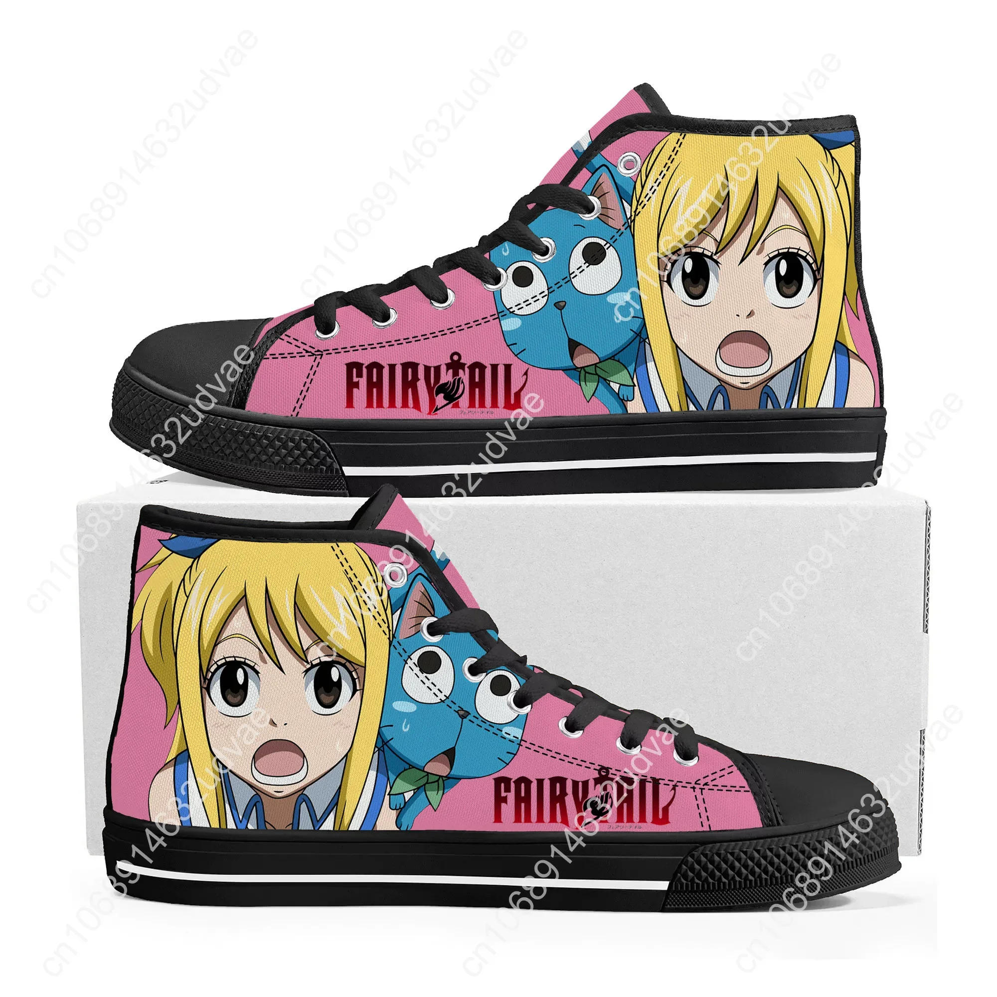 Baskets montantes Lucy Heartfilia Anime pour hommes et femmes, chaussures de couple décontractées, chaussure personnalisée, toile de rencontre, adolescent, dessin animé nickel é