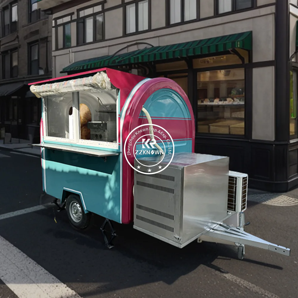 Custom Round Fast Food Truck Ice Cream Cart Mobile Kitchen Mobile Snack Carts and Food Trailers For Sale