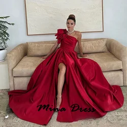 Mina-vestido de noche personalizado con un hombro, vestido de lujo para bodas, vestido de fiesta elegante de satén, vestidos de graduación sin hombros 2024