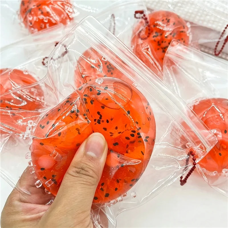 Water Feel Squishy Stress Ball Fidget Toy Fast Rebound Fruit Inner Pop Bead Burst Relief Anxiety Sooth Relax Office Desk Decor