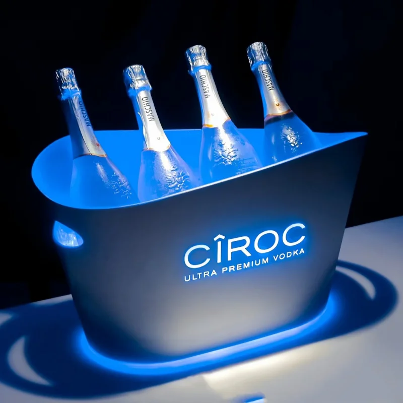 

Wholesale 8L Plastic for ABSolut Vodka Cooler Industrial Design Luminous Pattern Ice Bucket for Parties & Beverages