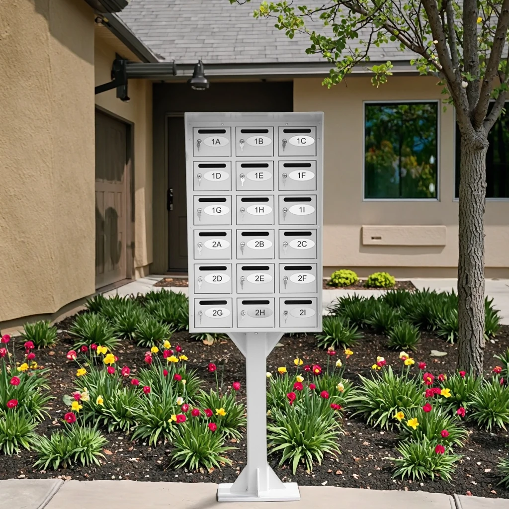 Column Outdoor waterproof independent anti-theft multi-door metal corrosion-resistant cluster mailbox