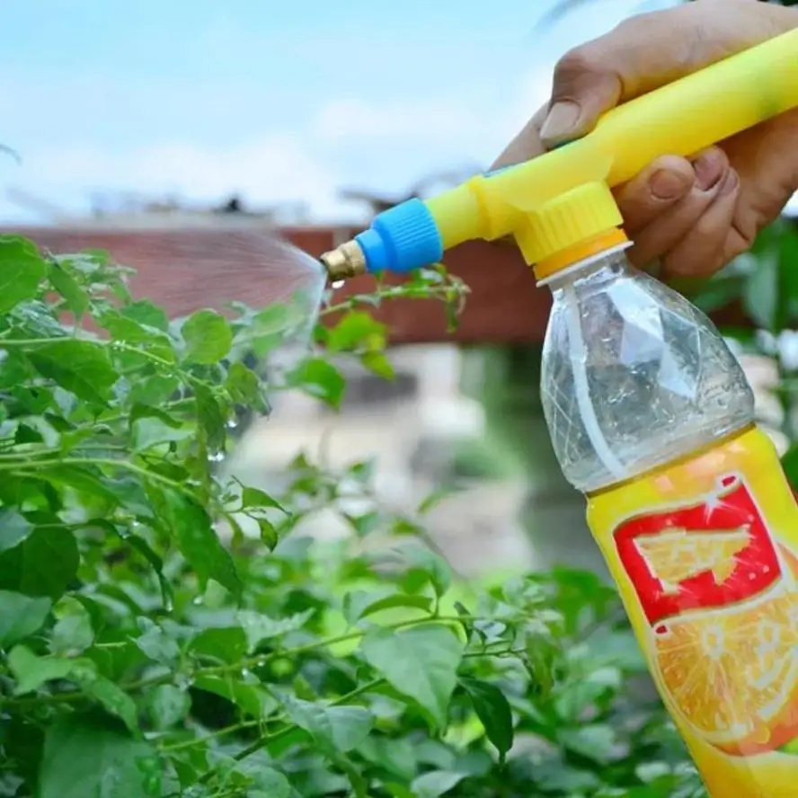 Portable High Pressure Manual Sprayer Adjustable Drink Bottle Spray Head Nozzle Garden Watering Tool Home Vegetable Gardens Mist