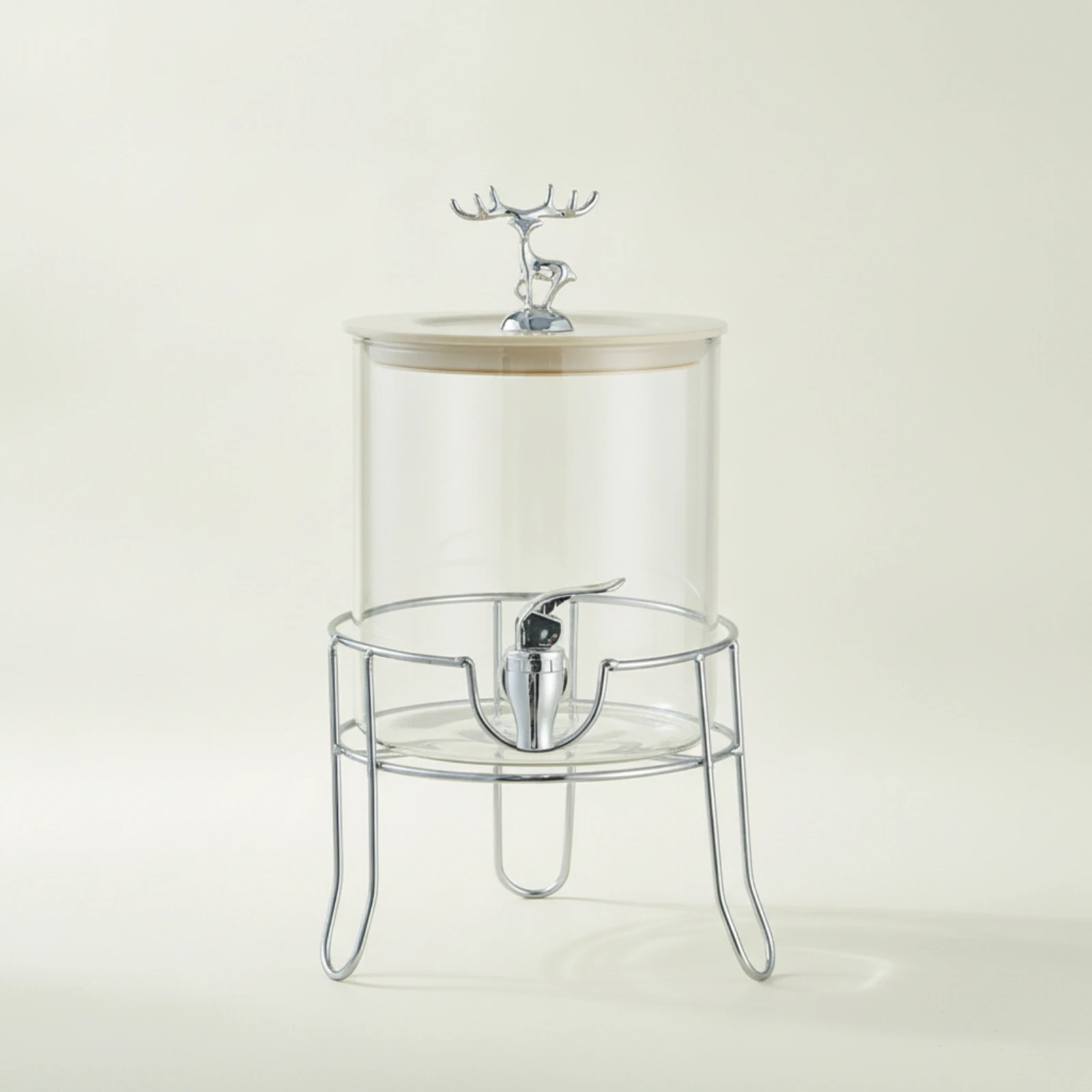 Glass Beverage Dispenser with Stand Borosilicate Glass Dispenser with Spigot Vessel Clear Cylindrical for Hosts, Gatherings