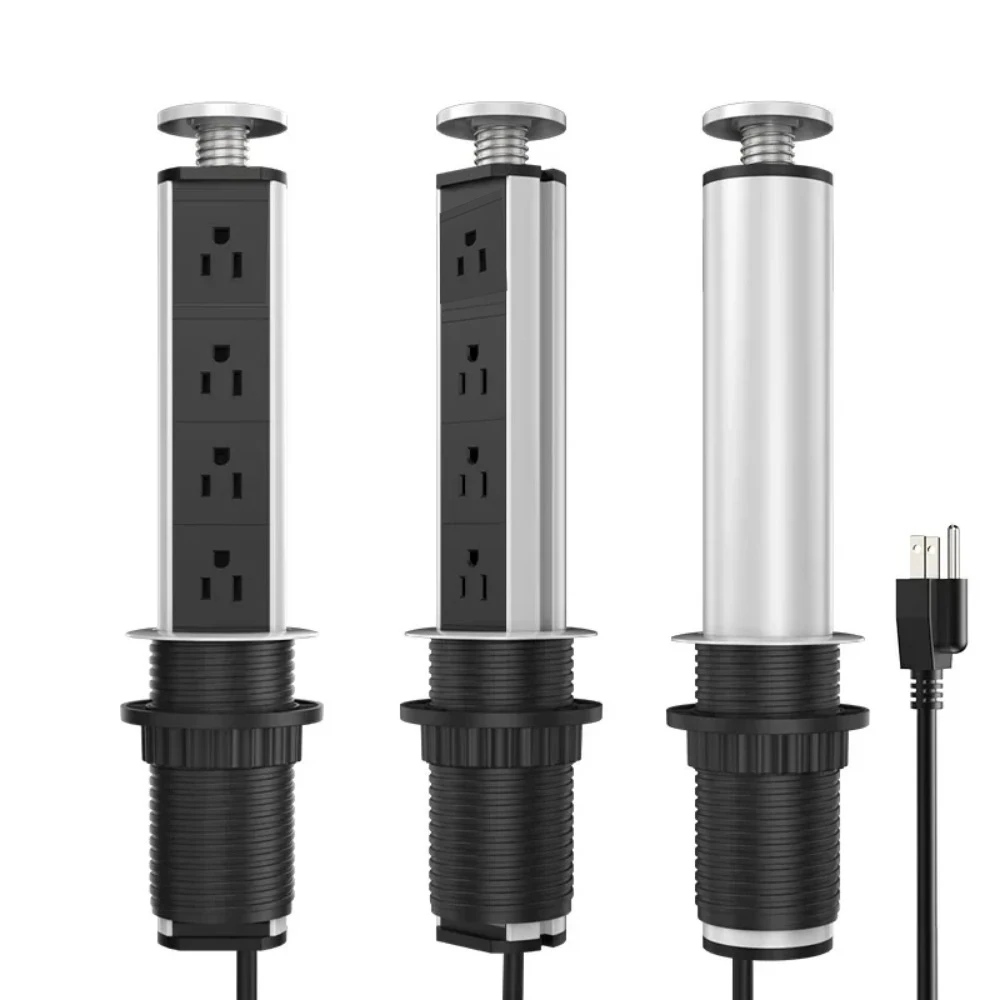 Melanerowa listwa zasilająca USB US Plug Outlet ukryty wysuwana listwa elektryczna biurkiem elektrycznym blat kuchenny przewód przedłużający 1.8m