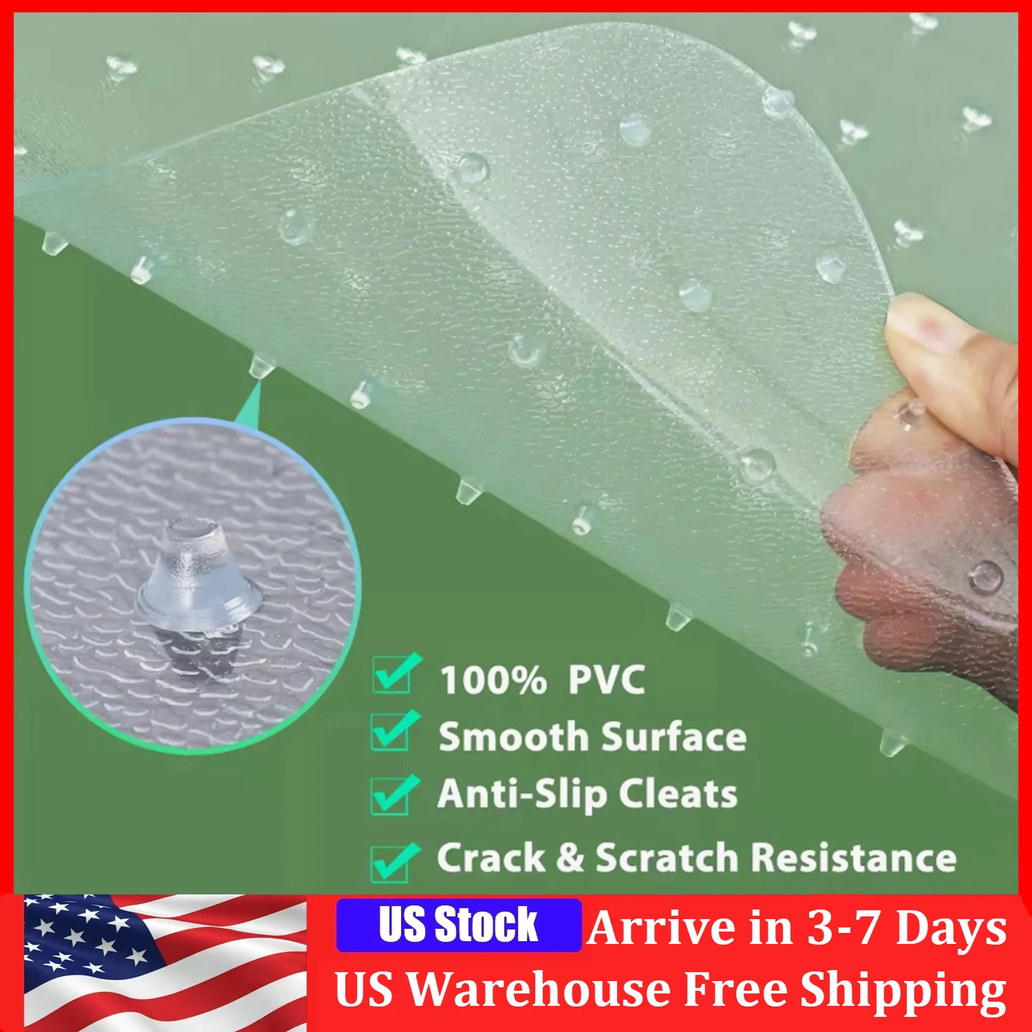 

Transparent Wheelchair Cushion Scratch Resistance Convex Nail Bottom Slippery Office Rolling Chair Mat PVC Floor Anti-slip