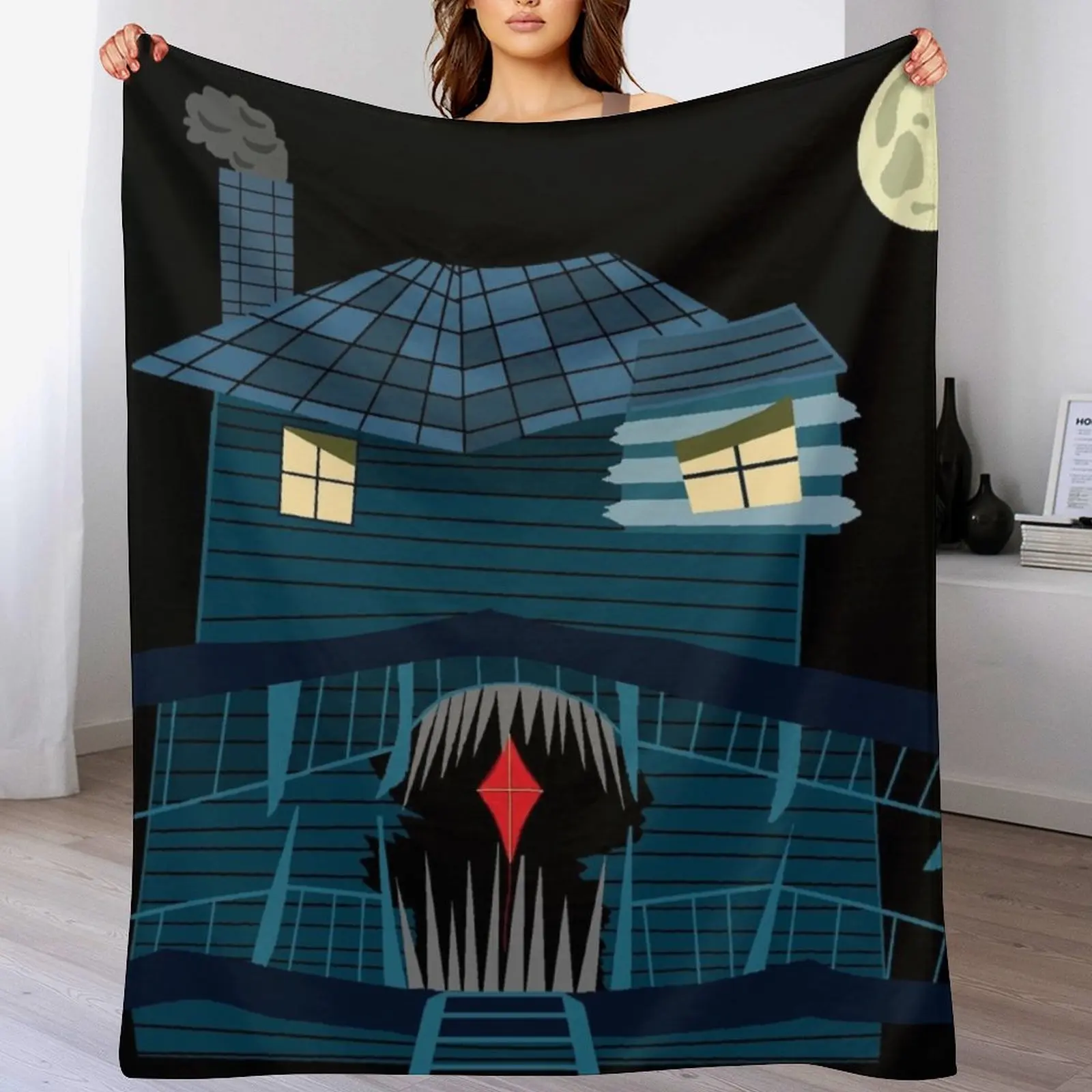 

monster house at night Throw Blanket Cozy Home Blanket Gift for Christmas Holiday