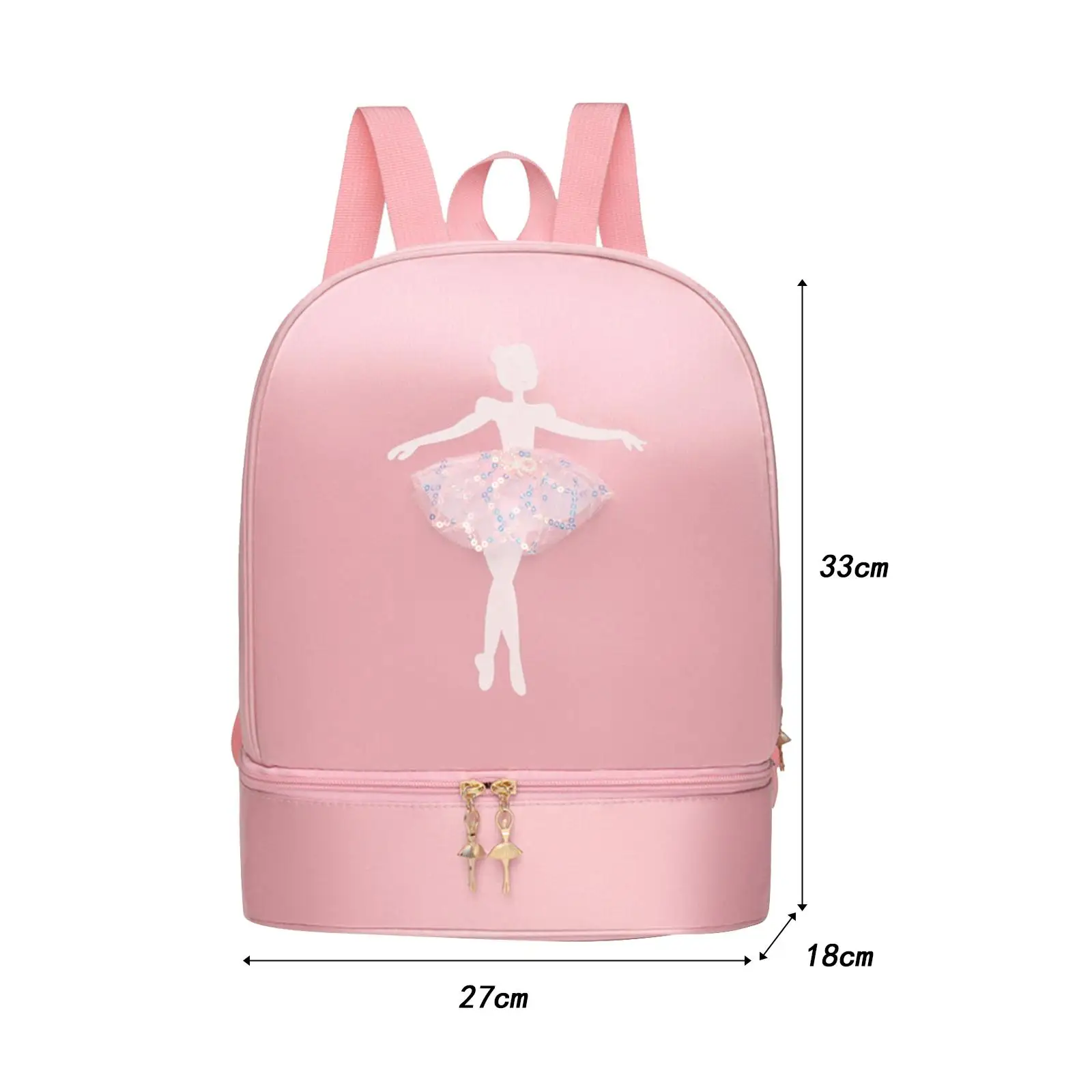 Ballet Dance Handbag Oxford Cloth Cute Backpack with Shoe Compartment Girl School Bag for Gymnastics Travel
