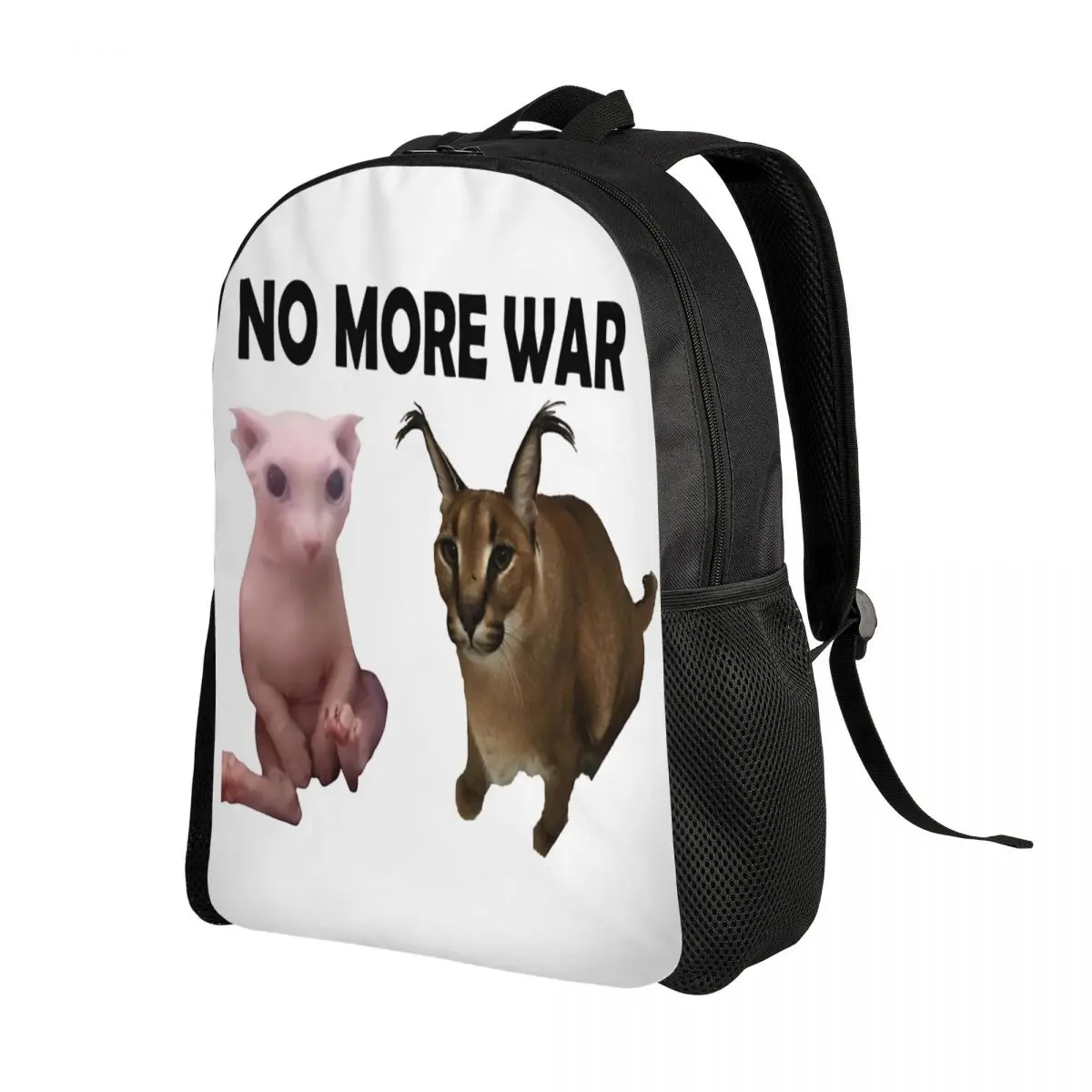 No More War-mochilas grandes de Floppa y Bingus para niñas y niños, divertidas bolsas de viaje de gato Meme, Escuela Universitaria, bolsa de libros, se adapta al Lapto de 15 pulgadas