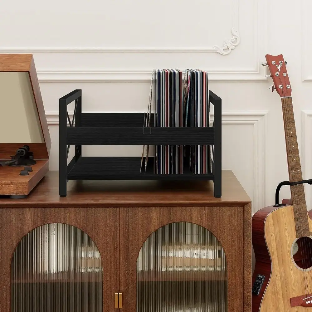 Sturdy Iron Art Vinyl Record Storage Space-Saving Structure Durable Construction CD Display Stand Modern Minimalist Design