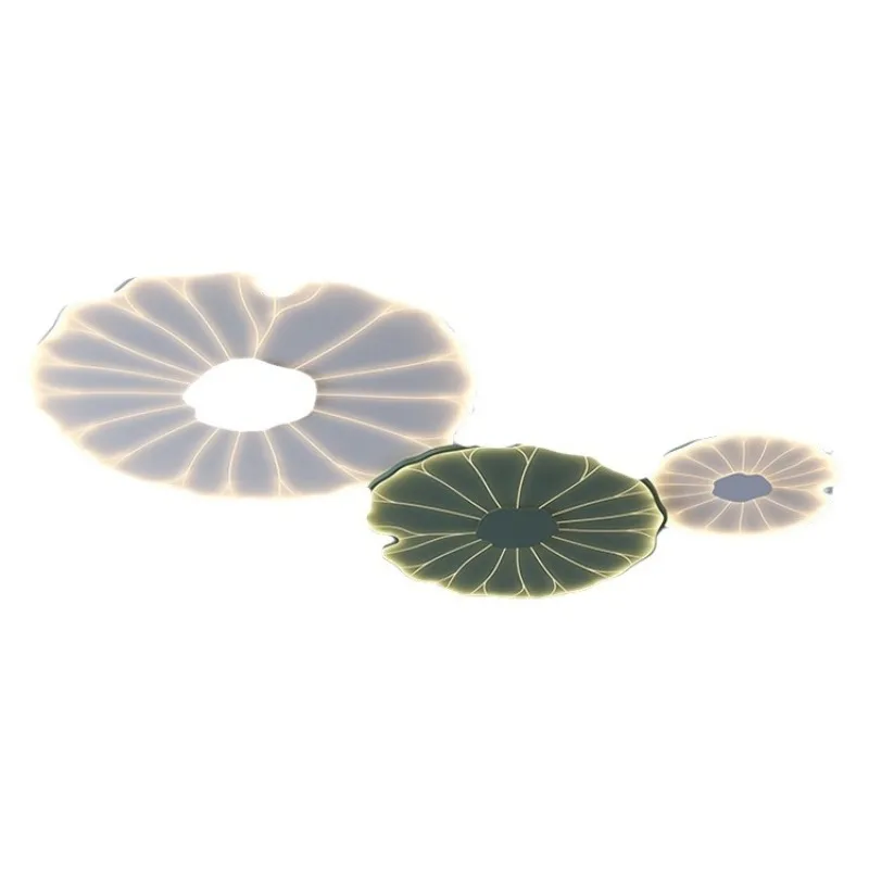 

New Chinese living room ceiling lamp lotus leaf zen Chinese style new wood grain designer