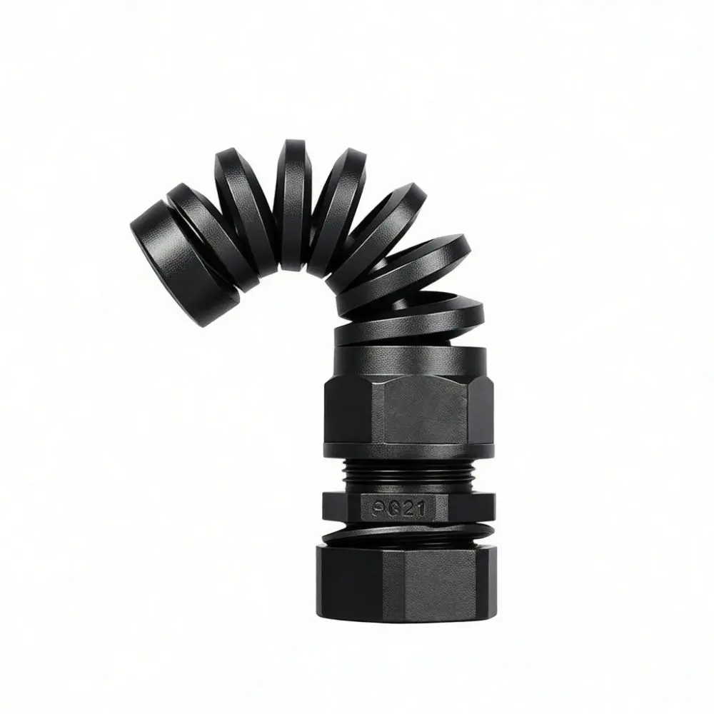 Flexible Nylon Cord Connector Waterproof Spiral Gland Anti Bending Fitting For Machinery Instrumentation Electrical System
