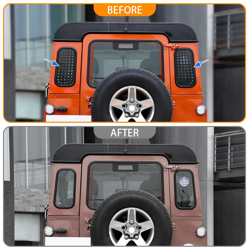 For Land Rover Defender 90 110 130 2004-2018 Alloy Black Car Rear Roof Door Side Window Glass Protection Panel Car Accessories
