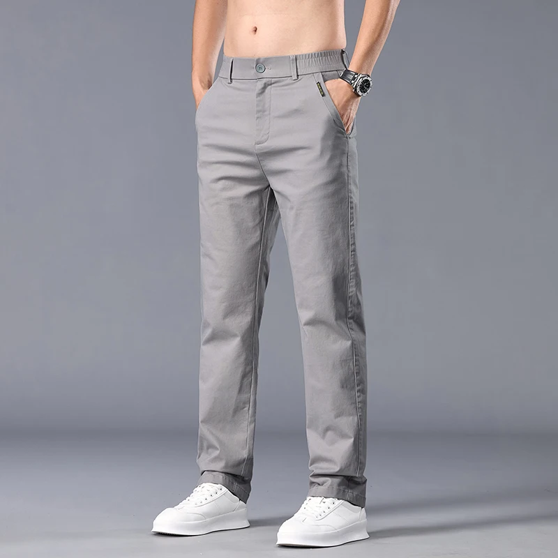 

Men Chino Trousers Straight Fit Stretch Casual Pants Spring Autumn Male Formal Work Business Dress Fashion Suit Pants