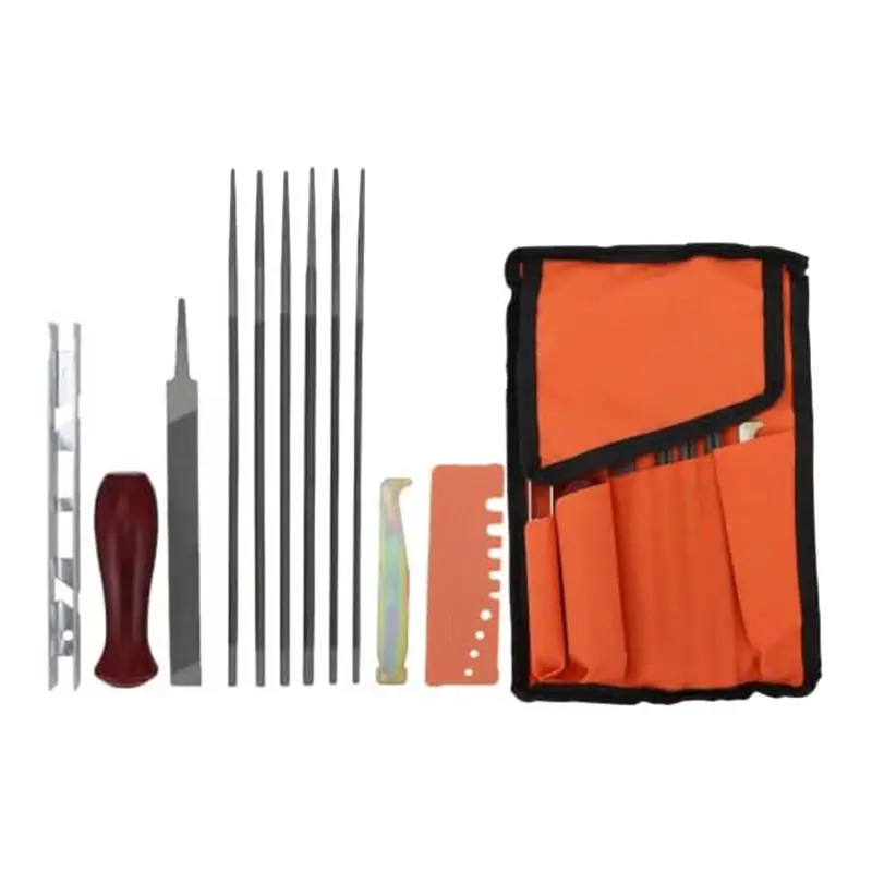 ABUH-12Piece Chainsaw File, Chainsaw Sharpener Kit Round Chainsaw File Quick Check Gauge