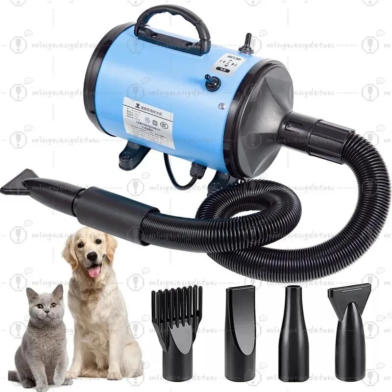 High Power Low Noise Pet Dryer for Large Dogs, 2 Speed Adjustable Temperature Pet Grooming Blower Dryer Box